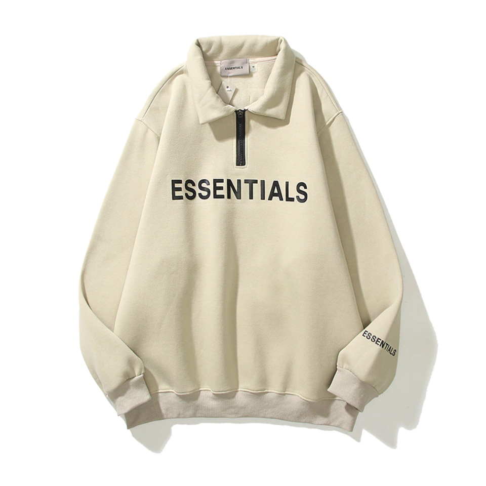 ESSENTIALS Half Zipper CARLs Coffee Hoodies